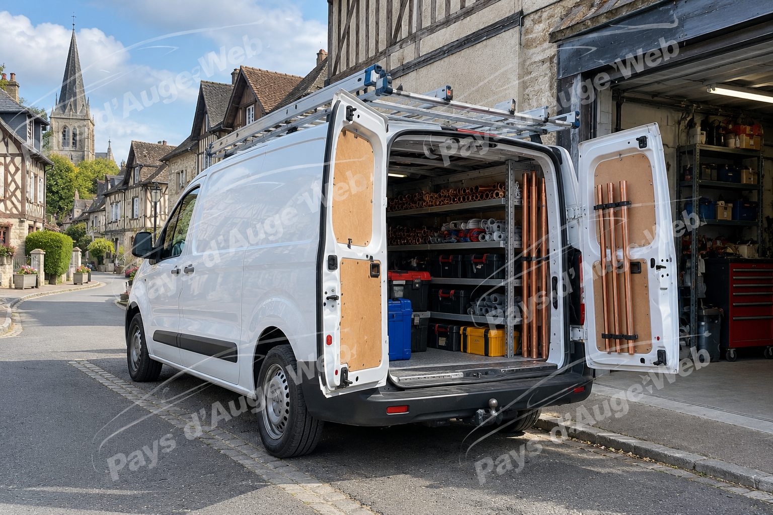 Le camion, devant l'atelier